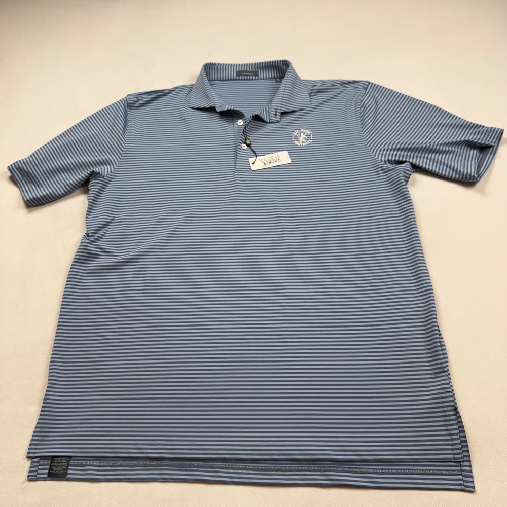 Turtleson Edward Stripe Performance Polo Shirt Mens XL Blue Golf J.H. Rose NEW